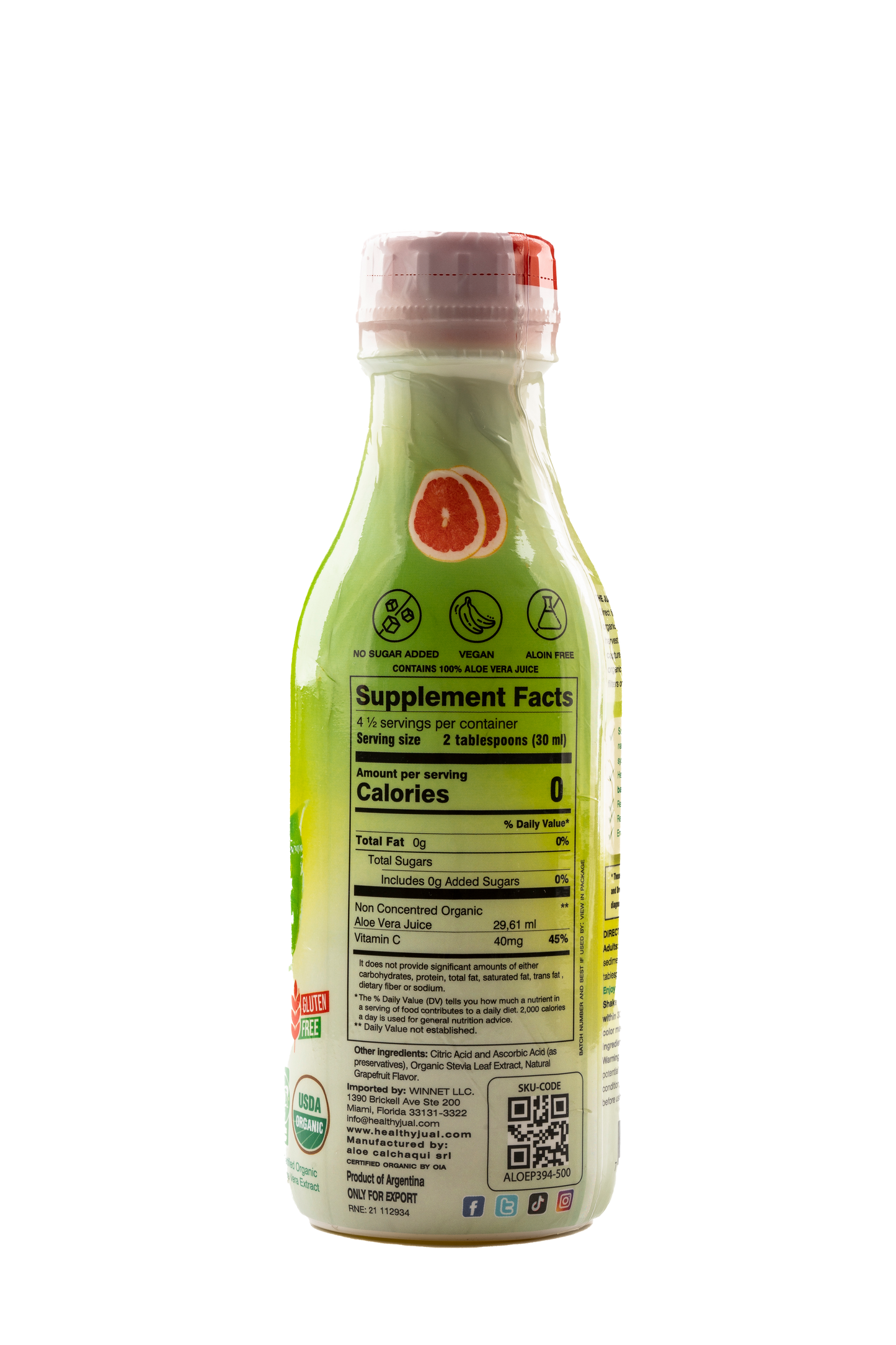 Organic Aloe Vera Juice - Grapefruit Flavor